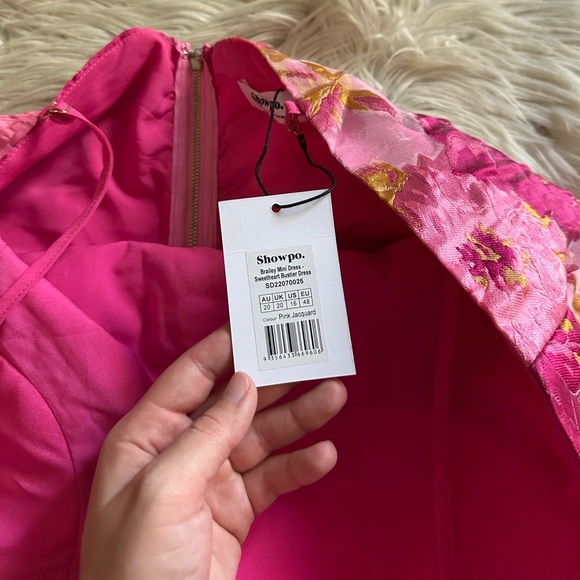 SHOWPO Brailey Mini Dress In Pink Jacquard - Picture 10 of 11